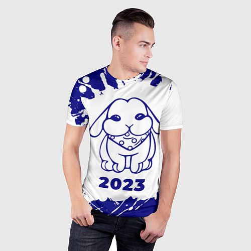 Мужская спорт-футболка Кролик НГ с банданой на светлом / 3D-принт – фото 3