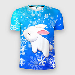 Футболка спортивная мужская Милый кролик в снежинках, цвет: 3D-принт