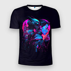 Футболка спортивная мужская Девушка и робот, цвет: 3D-принт