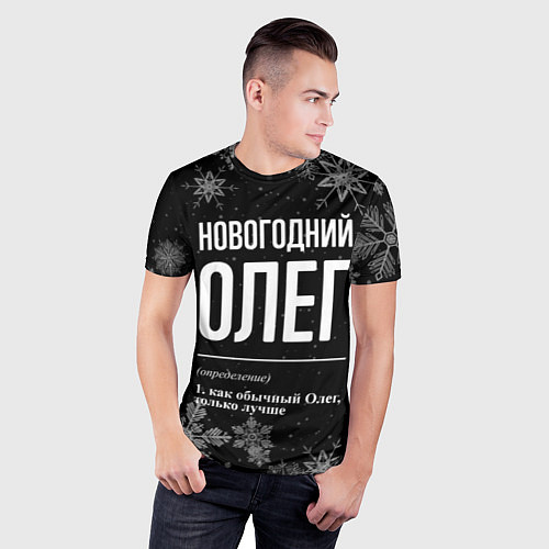 Мужская спорт-футболка Новогодний Олег на темном фоне / 3D-принт – фото 3
