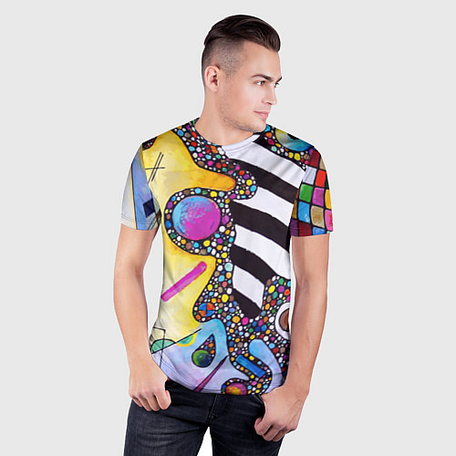 Мужская спорт-футболка Василий Кандинский Абстрактная композиция / 3D-принт – фото 3