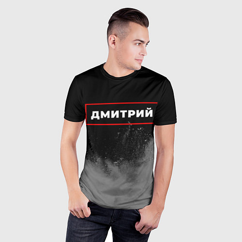 Мужская спорт-футболка Дмитрий - в красной рамке на темном / 3D-принт – фото 3