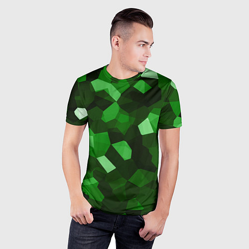 Мужская спорт-футболка Коллекция зеленых изумрудов / 3D-принт – фото 3