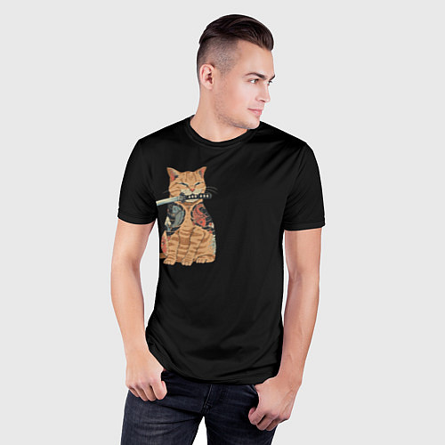 Мужская спорт-футболка Yakuza cat / 3D-принт – фото 3