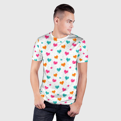 Мужская спорт-футболка Горячие сердца / 3D-принт – фото 3