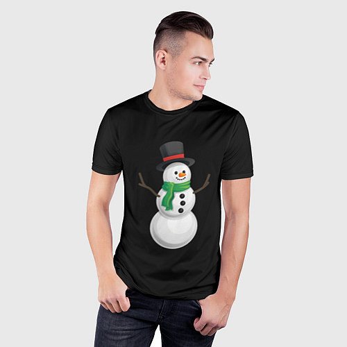 Мужская спорт-футболка Новогодний снеговик с шарфом / 3D-принт – фото 3