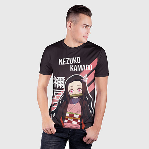 Мужская спорт-футболка Клинок, рассекающий демонов - персонаж Незуко Кама / 3D-принт – фото 3