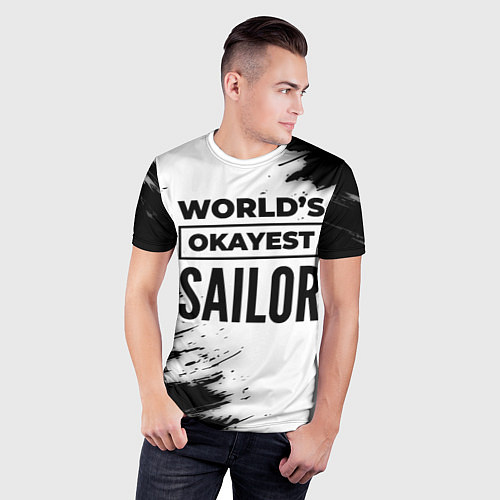 Мужская спорт-футболка Worlds okayest sailor - white / 3D-принт – фото 3