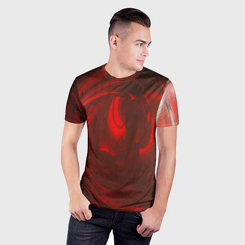 Мужская спорт-футболка Темно красные волны / 3D-принт – фото 3