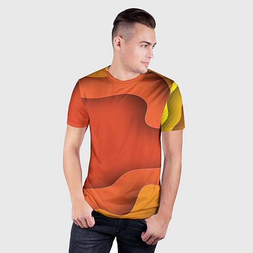 Мужская спорт-футболка Оранжево-жёлтый разлом / 3D-принт – фото 3