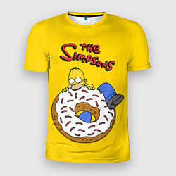 Футболка спортивная мужская Гомер Симпсон ест пончик, цвет: 3D-принт