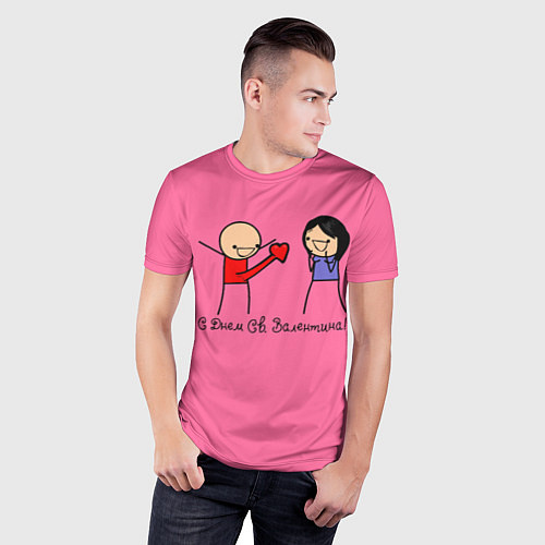 Мужская спорт-футболка С Днем святого Валентина: человечки / 3D-принт – фото 3