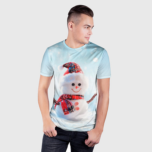 Мужская спорт-футболка Милый снеговик / 3D-принт – фото 3
