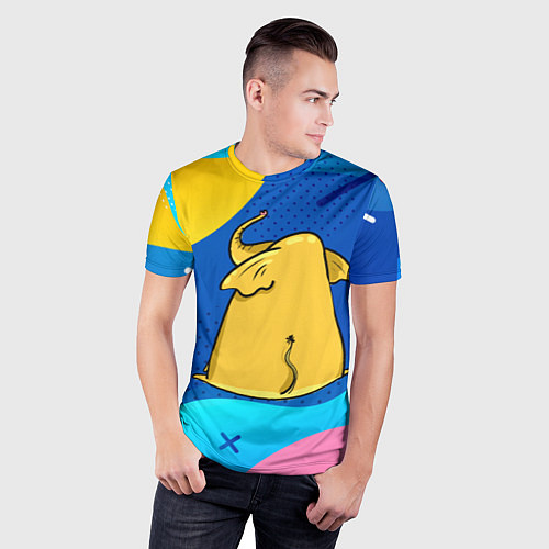 Мужская спорт-футболка Желтый слон вид сзади / 3D-принт – фото 3
