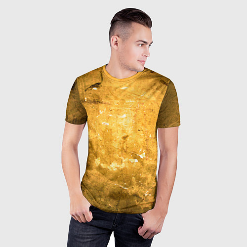 Мужская спорт-футболка Золотая абстрактная поверхность / 3D-принт – фото 3