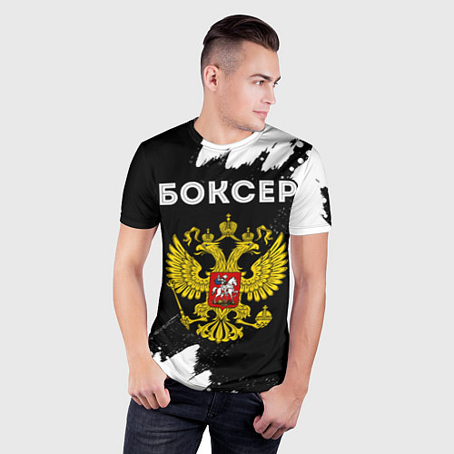 Мужская спорт-футболка Боксер из России и герб РФ / 3D-принт – фото 3