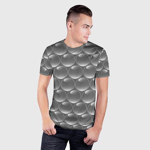 Мужская спорт-футболка Абстрактное множество серых металлических шаров / 3D-принт – фото 3