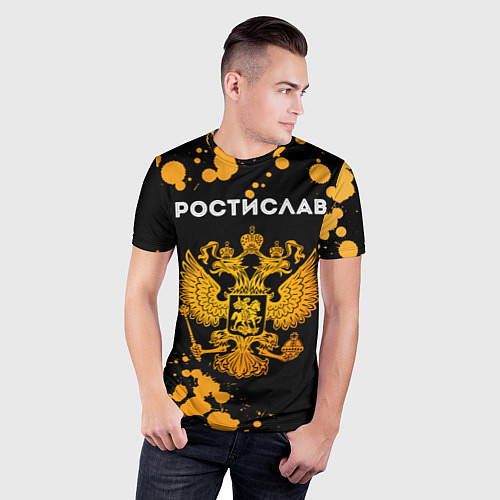 Мужская спорт-футболка Ростислав и зологой герб РФ / 3D-принт – фото 3