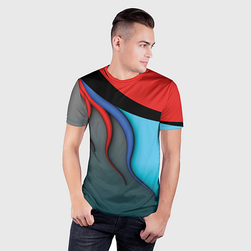 Мужская спорт-футболка Разноцветные ручейки / 3D-принт – фото 3