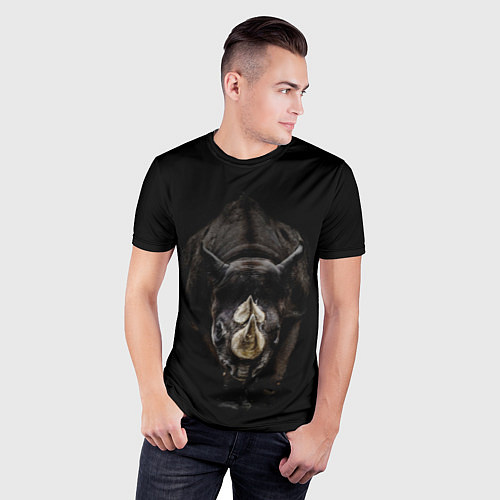 Мужская спорт-футболка Мощный носорог / 3D-принт – фото 3
