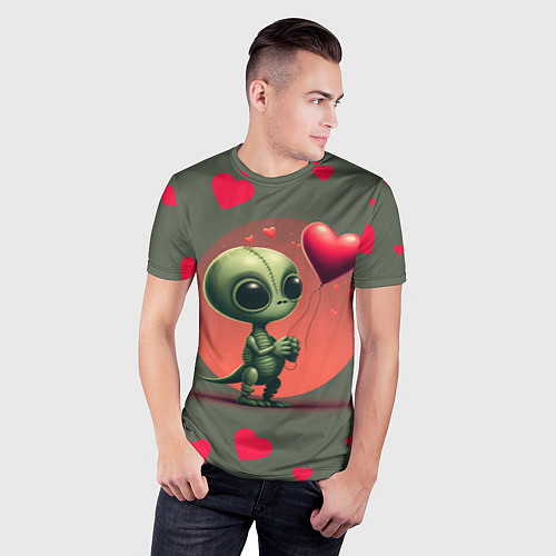 Мужская спорт-футболка Влюбленный инопланетянин / 3D-принт – фото 3