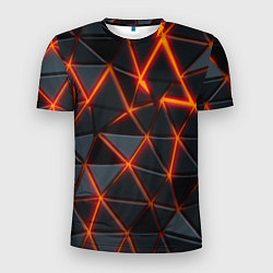 Мужская спорт-футболка Треугольники и неон