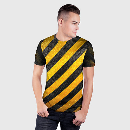Мужская спорт-футболка Черно-желтая опасность / 3D-принт – фото 3
