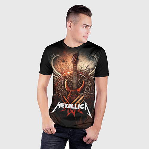 Мужская спорт-футболка Metallica гитара и логотип / 3D-принт – фото 3