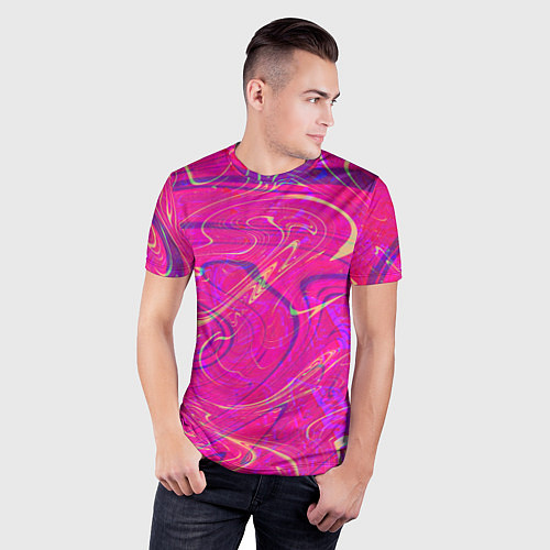 Мужская спорт-футболка Розовая абстракция / 3D-принт – фото 3