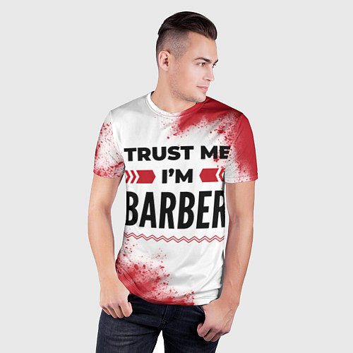 Мужская спорт-футболка Trust me Im barber white / 3D-принт – фото 3