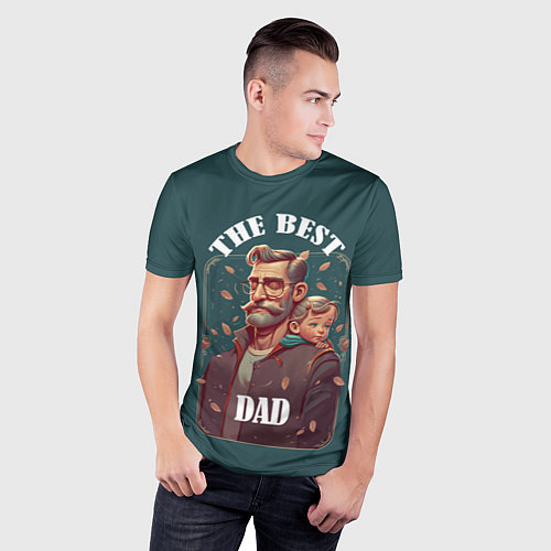 Мужская спорт-футболка Лучший папа с ребенком / 3D-принт – фото 3