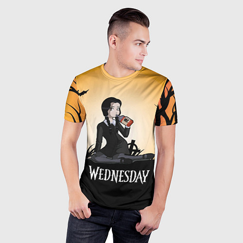 Мужская спорт-футболка Уэнсдэй с ядом / 3D-принт – фото 3
