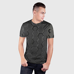 Футболка спортивная мужская Abstraction hexagon grey, цвет: 3D-принт — фото 2