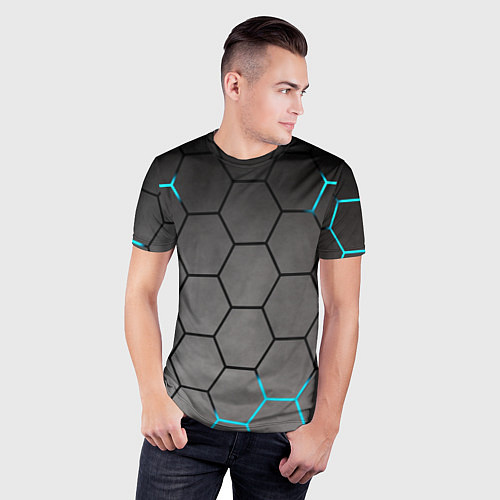Мужская спорт-футболка Броня текстура неоновая / 3D-принт – фото 3