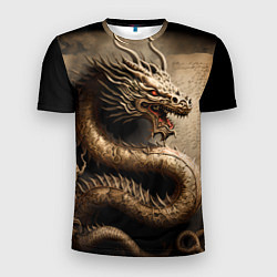 Мужская спорт-футболка Китайский дракон с открытой пастью