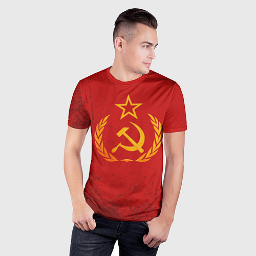 Мужская спорт-футболка СССР серп и молот / 3D-принт – фото 3