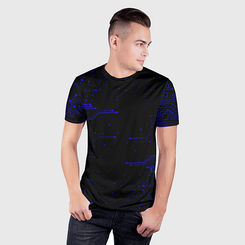 Мужская спорт-футболка Абстрактный цифровой фон / 3D-принт – фото 3