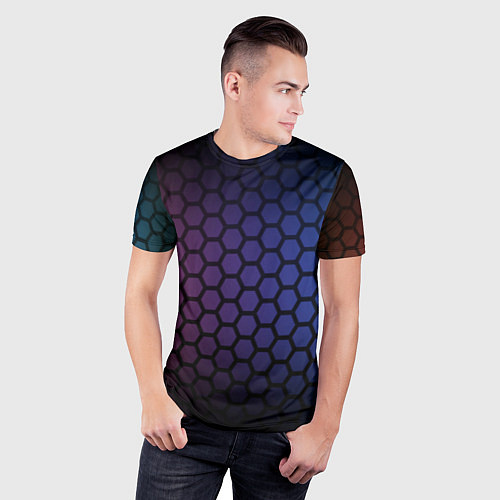 Мужская спорт-футболка Abstract hexagon fon / 3D-принт – фото 3