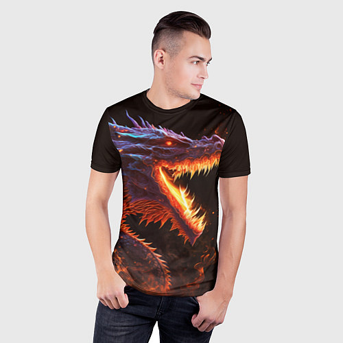 Мужская спорт-футболка Огненный дракон / 3D-принт – фото 3
