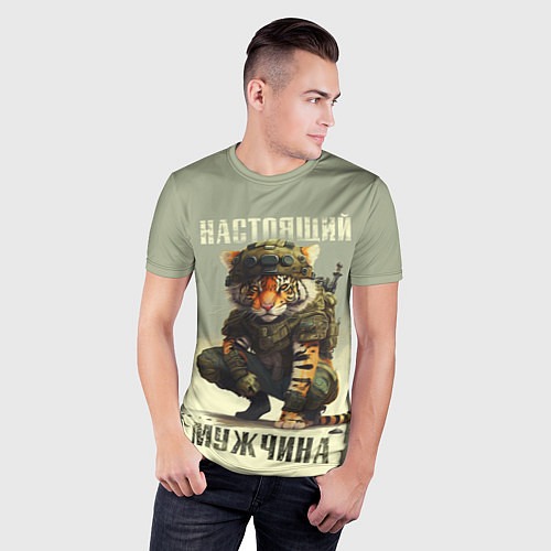 Мужская спорт-футболка Настоящий мужчина тигр / 3D-принт – фото 3