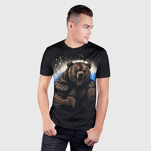 Мужская спорт-футболка Сильный медведь / 3D-принт – фото 3