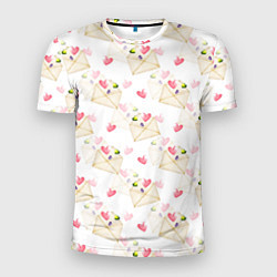 Мужская спорт-футболка Конверты с сердечками - паттерн