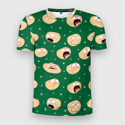 Футболка спортивная мужская Картофелины с лицом кричат: мемы на зеленом фоне, цвет: 3D-принт