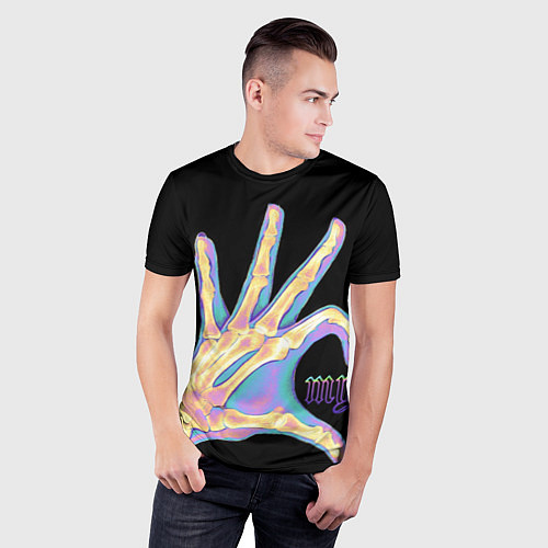 Мужская спорт-футболка Сердечко левой рукой - неоновый рентген / 3D-принт – фото 3