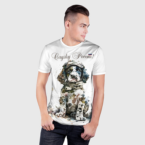 Мужская спорт-футболка Щенок в военном камуфляже / 3D-принт – фото 3
