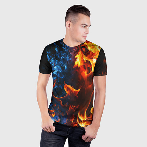 Мужская спорт-футболка Битва огней - два пламени / 3D-принт – фото 3