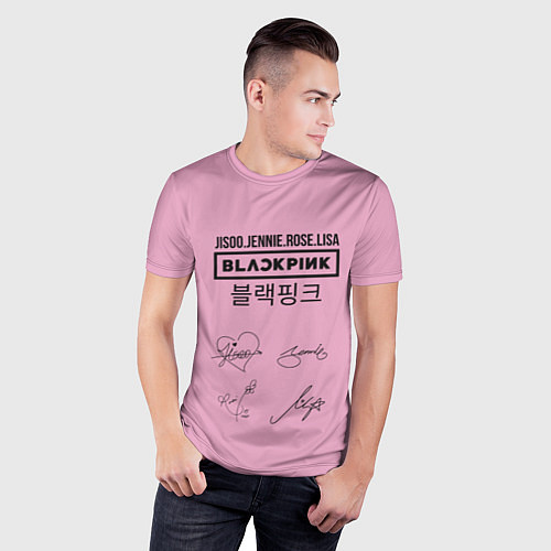 Мужская спорт-футболка Blackpink лого и подписи / 3D-принт – фото 3