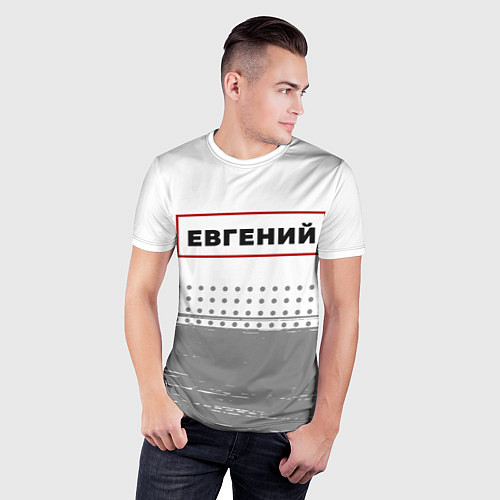 Мужская спорт-футболка Евгений - в красной рамке на светлом / 3D-принт – фото 3