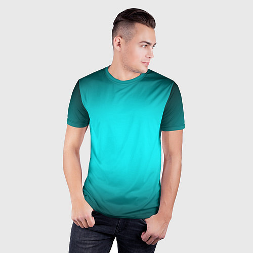 Мужская спорт-футболка Неоновый синий градиент / 3D-принт – фото 3