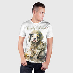 Футболка спортивная мужская Бойцовая пёс в военной форме, цвет: 3D-принт — фото 2